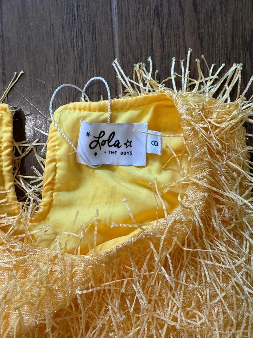 Lola + The Boys Yellow Shaggy Fringe Kids Dress